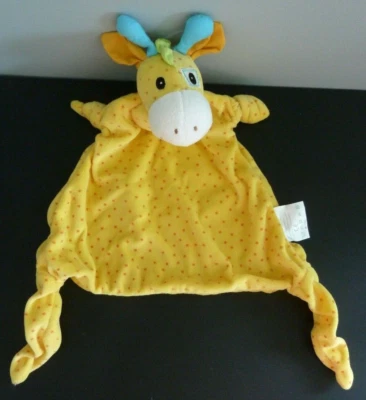 *. DOUDOU PLAT TRIANGLE BABOU GIRAFE CHEVAL JAUNE POIS ORANGE BLEU VERT TTBE - Photo 1/4