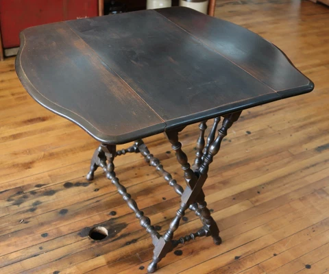 Antique Vintage Dark Finish Turned Wooden Drop Leaf Gate Leg Table 33" x 32" Top Cover