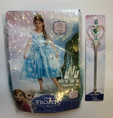 Disguise Girls Disney Frozen Elsa Halloween Costume M (7-8) NEW w/ Wand  - Image 1 of 4