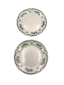 Set di 2 piatti da dessert Shenango China Rimrol verde chardon rosa floreale 6,75" US - Foto 1 di 8