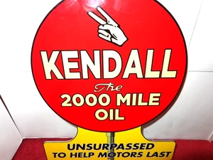 VINTAGE 10x12 in KENDALL 2000 MILE AUTO MOTOR OIL ADV. SIGN HEAVY METAL- S 243 C - Picture 1 of 5