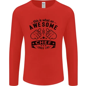 Sorprendente Chef Looks Like Divertido Cocinar Manga Larga para Hombre Camiseta - Imagen 1 de 31