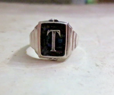 Anillo SELLO UNCAS Letra "T" MUJERES Níquel Plata Talla 6 Foto 1 de 4