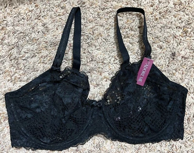 Adore Me Black Lace Underwire Bra 36DDD - Image 1 of 4