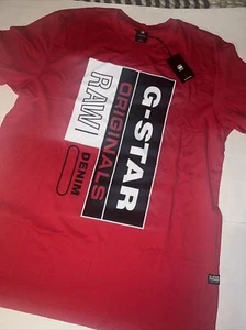 T-shirt bianca uomo G-Star Raw Originals rossa nuova con etichette taglia S prezzo al pubblico $45 - Foto 1 di 4