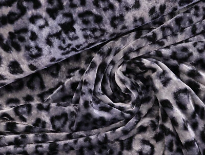 PANNESAMT Samt Stoff Velour elastisch Leo GRAU SCHWARZ EUR 13,98/m - Bild 1 von 2