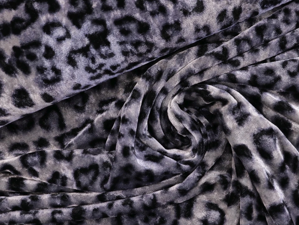 PANNESAMT Samt Stoff Velour elastisch Leo GRAU SCHWARZ EUR 13,98/m - Bild 1 von 2