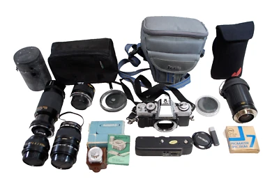 Cámara fotográfica Minolta XG-M 35 mm SLR con lentes surtidas + extras enorme lote T1630 Foto 1 de 4