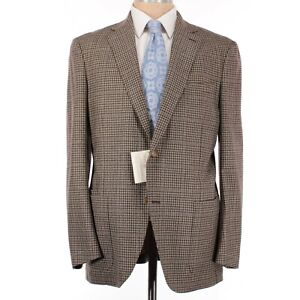 Luciano Barbera NWT 100% Wool Sport Coat Sz 52R US 42 in Browns/Blue/Multi Check