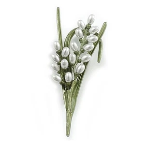 Atemberaubende Tallilie Emaille Blumenmuster große Brosche in Silberton - 75 mm - Bild 1 von 6