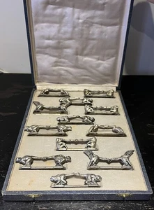 Set di  12 Porta Coltelli francesi art deco 1920 metallo argentato Rex Paris - Foto 1 di 24
