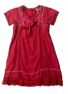 Vintage April Cornell 5/6 viktorianisches langes Festtagskleid rot silber Spitze Weihnachten - Bild 1 von 6