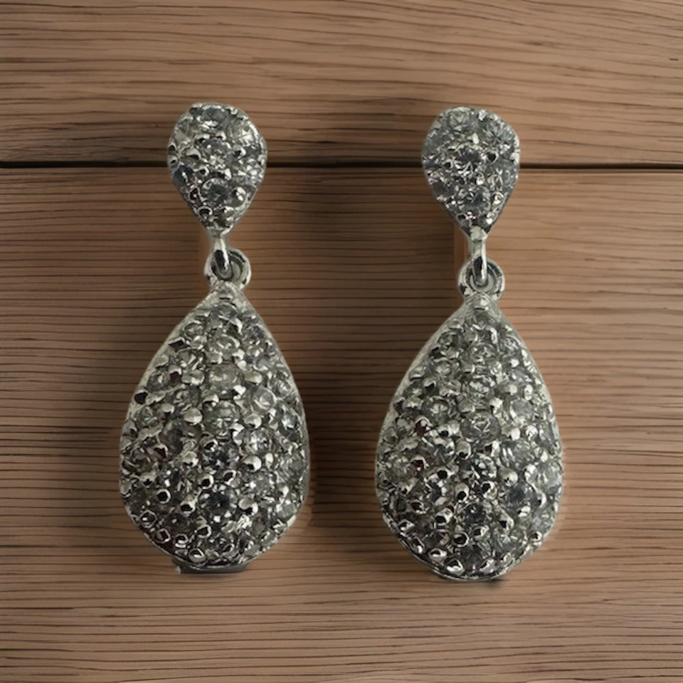 Swarovski Clear Crystal  Dangle Tear Drop Earrings Foto 1 de 4