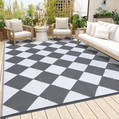 US Outdoor Rug Waterproof Reversible Mat Plastic Straw Rug Backyard Beach Deck - Image 1 of 4