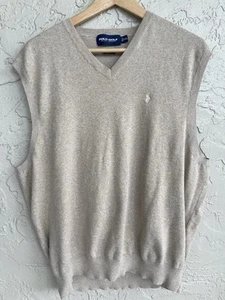 Ralph Lauren Polo Golf Herren XXL hellbeige Pullover Weste gesticktes Brustlogo - Bild 1 von 9