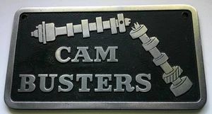 *** CAM BUSTERS ALUMINUM CAR CLUB PLAQUE UNUSED HOT ROD TROG NICE *** - Picture 1 of 2