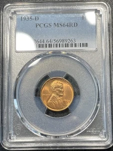 1935 D Lincoln Wheat Cent 1c PCGS MS64RD Denver Nice Red Cent   E263 - Picture 1 of 4