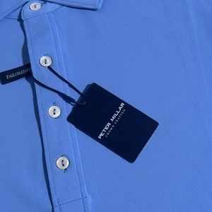 NEW Peter Millar Crown Crafted Men's Small Tailored Fit Blue Mesh Golf Polo S - Picture 1 of 7