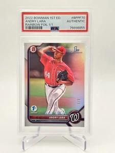 2022 Bowman 1st Edition Andry Lara 1st Rainbow Foil 1/1 #BPPF-70 PSA Authentic - Picture 1 of 3