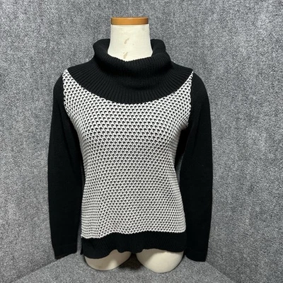 Suéter Pullover Cuello Capucha Tejido Grueso Blanco y Negro Calvin Klein Para Mujer Talla S Foto 1 de 4