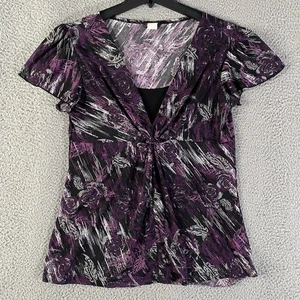 Vintage Agenda Top Damen groß schwarz lila Y2K Babydoll Whimsigoth Fee Grunge - Bild 1 von 13