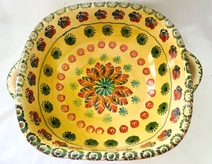 Vintage Italica ARS handbemalt gelb & grün Schüssel 10"x10"x4" Made in Italy - Bild 1 von 9