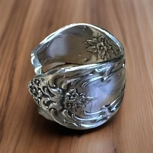 Vintage Löffel Ring viktorianisch Silber Platte umfunktioniert Band Geschenk für sie Größe 7 - Bild 1 von 5