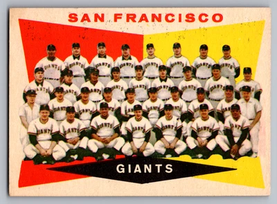 1960 TOPPS #151 SAN FRANCISCO GIANTS TEAM CARD W/MAYS/McCOVEY/CEPEDA UNMARKED - Image 1 of 3
