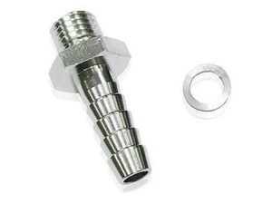 Aeroflow AF745-02S Male 10mm x 1.00mm to 3/8 Barb Silver - Picture 1 of 4