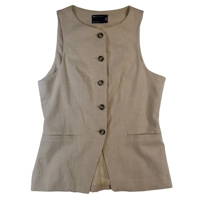 ASOS Design Beige Sleeveless Blazer Vest Womens US 4 EU 36 Linen Blend NWT - Image 1 of 4