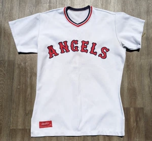 VTG Rawlings Angels Knit Polyester T Shirt Baseball Jersey USA 44 Throwback - Picture 1 of 15