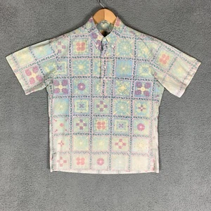 Vintage Reyn Spooner Shirt Mens Medium Multi Geometric Patchwork Aloha 80s Rare - Picture 1 of 10