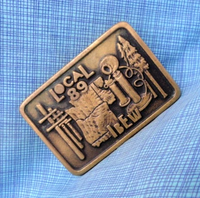 Fivela de cinto IBEW Electrical Workers Union local 89 montagem Vernon WA vintage .NOX776 - Imagem 1 de 4