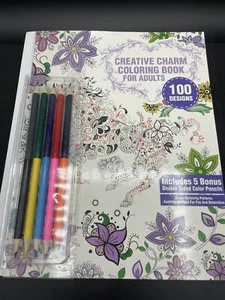 NEW Creative Charm Coloring Book with Colored Pencils For Adults - Picture 1 of 12