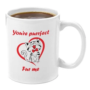 Tazza caffè gatto regalo You’re Purrfect Fur Me Premium 11 oz ceramica bianca confezione regalo - Foto 1 di 3