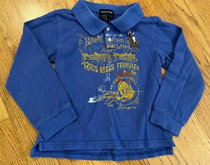 Ralph Lauren Polo Youth Kids Shirt Size 9T Blue Fishing Tackle Cotton - Picture 1 of 13