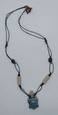 Jarro de tartaruga marinha aquática pingente cordão de cânhamo colar joia boho feminino feito à mão - Imagem 1 de 4