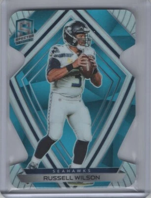 2020 Panini Spectra Neon Blue Die-Cut #37 Russell Wilson 24/50 - Image 1 of 2