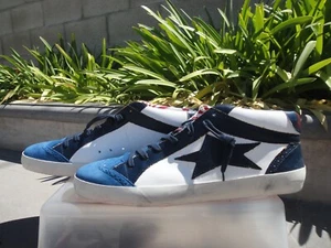 Ishikawa Japan, Distressed Sneaker, Blau Weiß Leder Canvas Italy Herren EUR44 - Bild 1 von 10