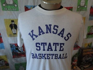 Vintage 80s Kansas State Wildcats Nike Gray Tag Swoosh T-Shirt Fits M - Bild 1 von 4