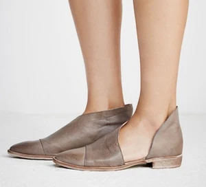 Free People Royale asymmetrische Flats braun grau Leder Boho Gr. US 7 / EU 37 - Bild 1 von 9