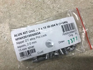 DT Squorx Alloy Pro Lock Nipple, 34ct, 2.0 x 15mm, Silver - Picture 1 of 1