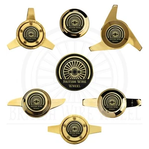 British Wire Wheel Gold & Black Wheel Chips with Gold KO Spinner Caps, Set of 4 - Picture 1 of 58
