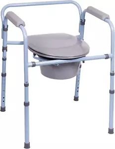 Carex 3-In-1 Folding Bedside Commode - Porta Potty for Adults - Portable Toilet - Picture 1 of 12