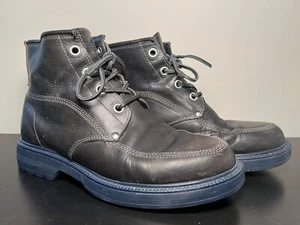 Vintage Kenzo Paris Leather Boots Size 9.5 M Charcoal Gray And Blue Sole 30712 - Picture 1 of 8