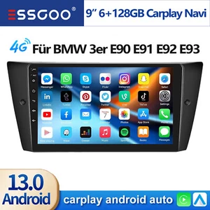 Radio de coche Android 14 para BMW Serie 3 E90 E91 E92 E93 9"" Carplay GPS Nav RDS WIFI FM - Imagen 1 de 15
