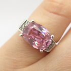 925 Sterling Silver Vintage White &amp; Pink Sapphire-Tone C Z Ring Size 5.5