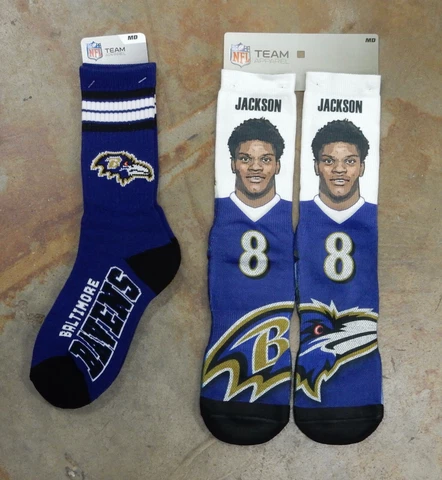 2 Pack NFL Baltimore Ravens Gift Set OSFM Socks REV Deuce MED Lamar Jackson #8 Cover