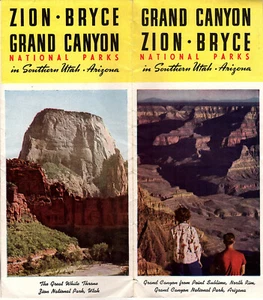 Motor-Bus Tours Grand Canyon Zion & Bryce National Parks Vtg 1955 Brochure Map - Picture 1 of 3