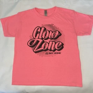 Glow Zone Sky Zone Unisex Boy Girls Neon Pink Shirt Sz Medium Youth - Picture 1 of 4